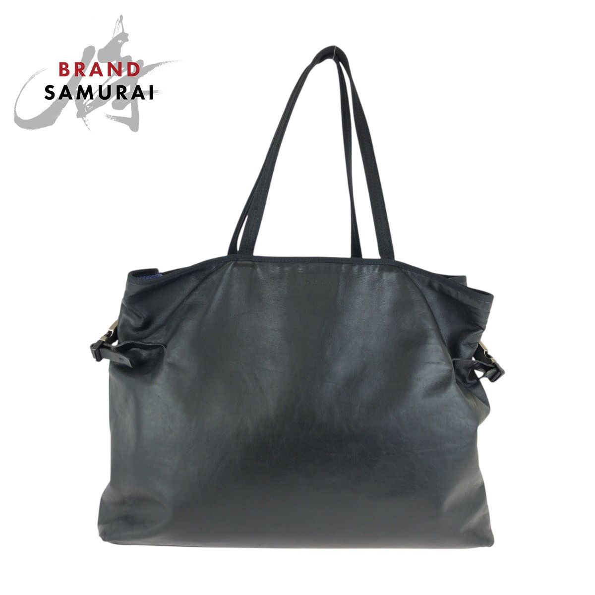 美品 PRADA プラダ ブラック 黒 シルバー金具 レザー/ナイロン トート 