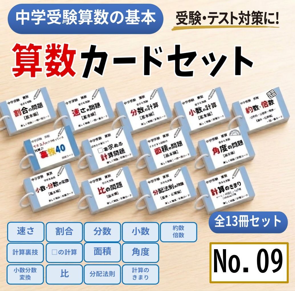 中学受験算数の基本セット 計算、一問一答カード スキマ時間 学習教材