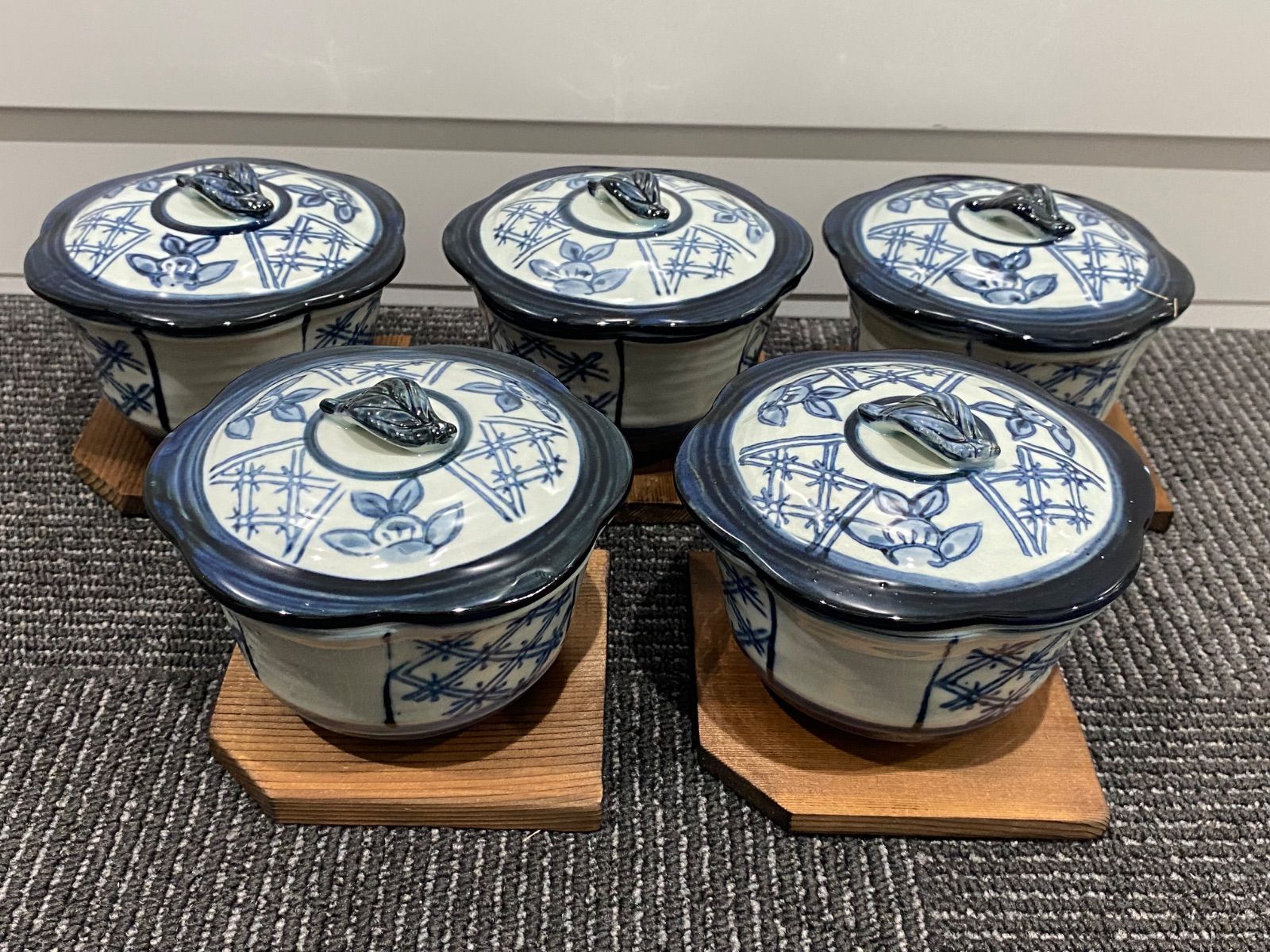唐草五通り揃5点セット 青い葉模様 - メルカリ