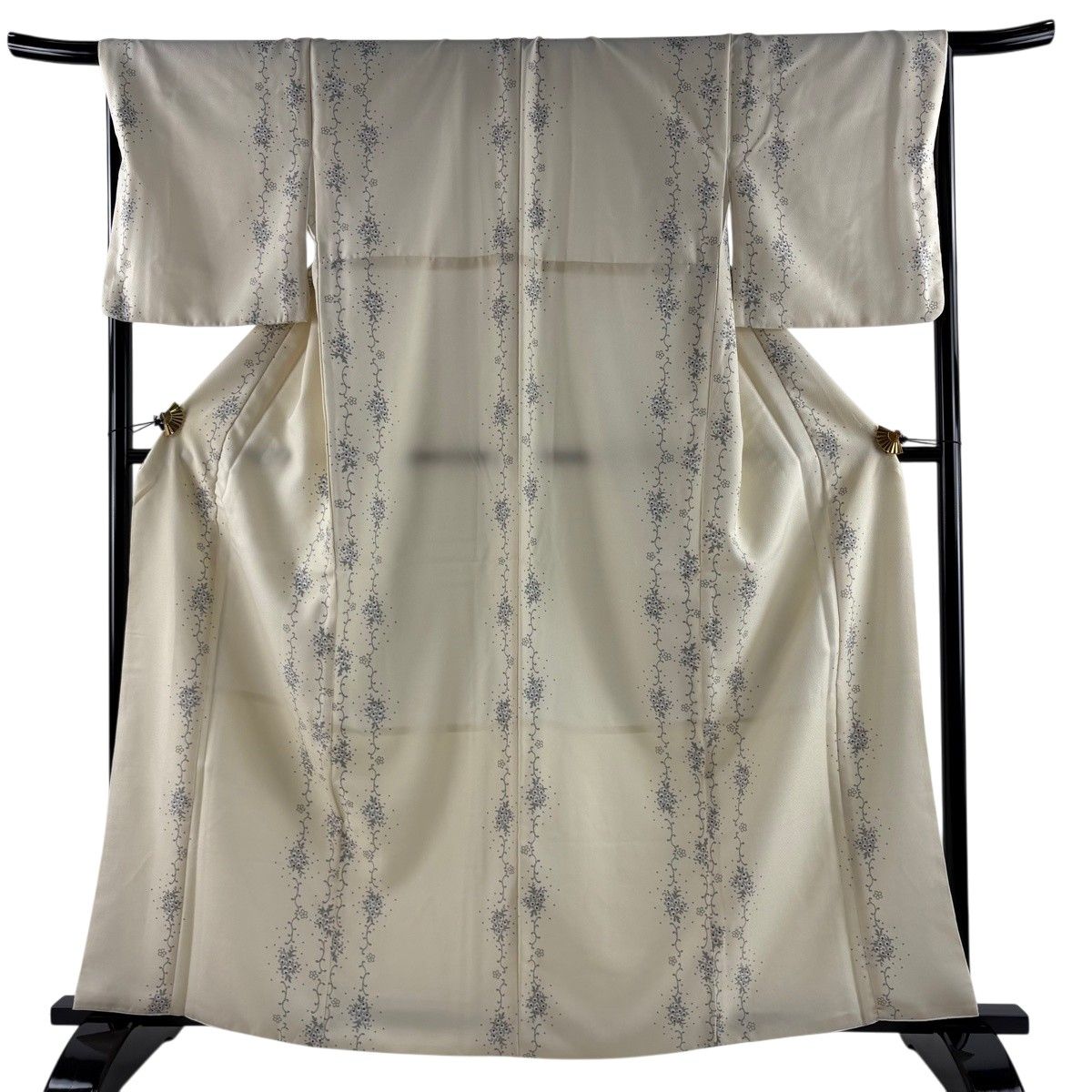 美品】 小紋 身丈162cm 裄丈67.5cm L 袷 洗える着物 草花 幾何学模様
