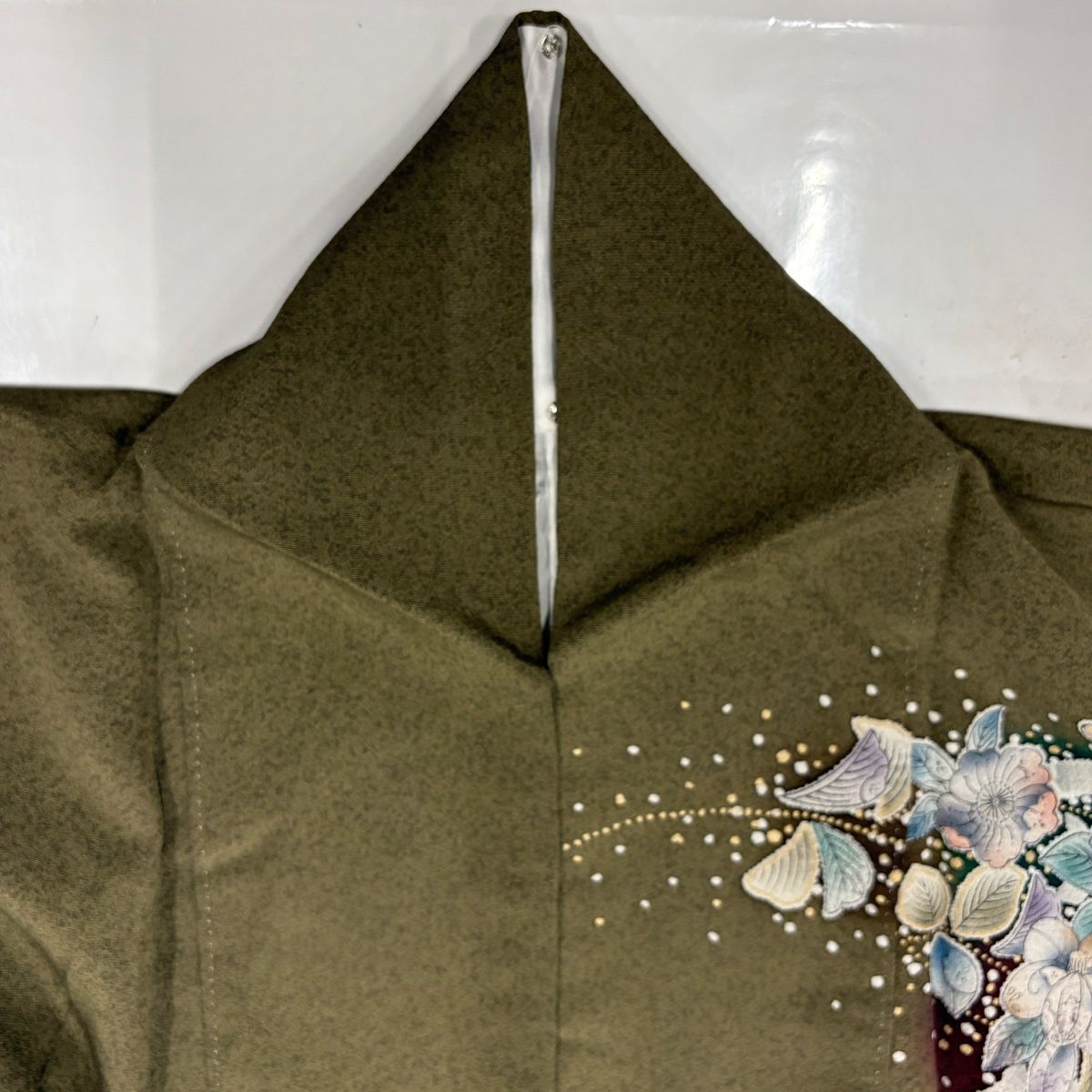 美品】 訪問着 身丈161cm 裄丈66cm M 袷 辻が花柄 ぼかし 茶緑色 正絹