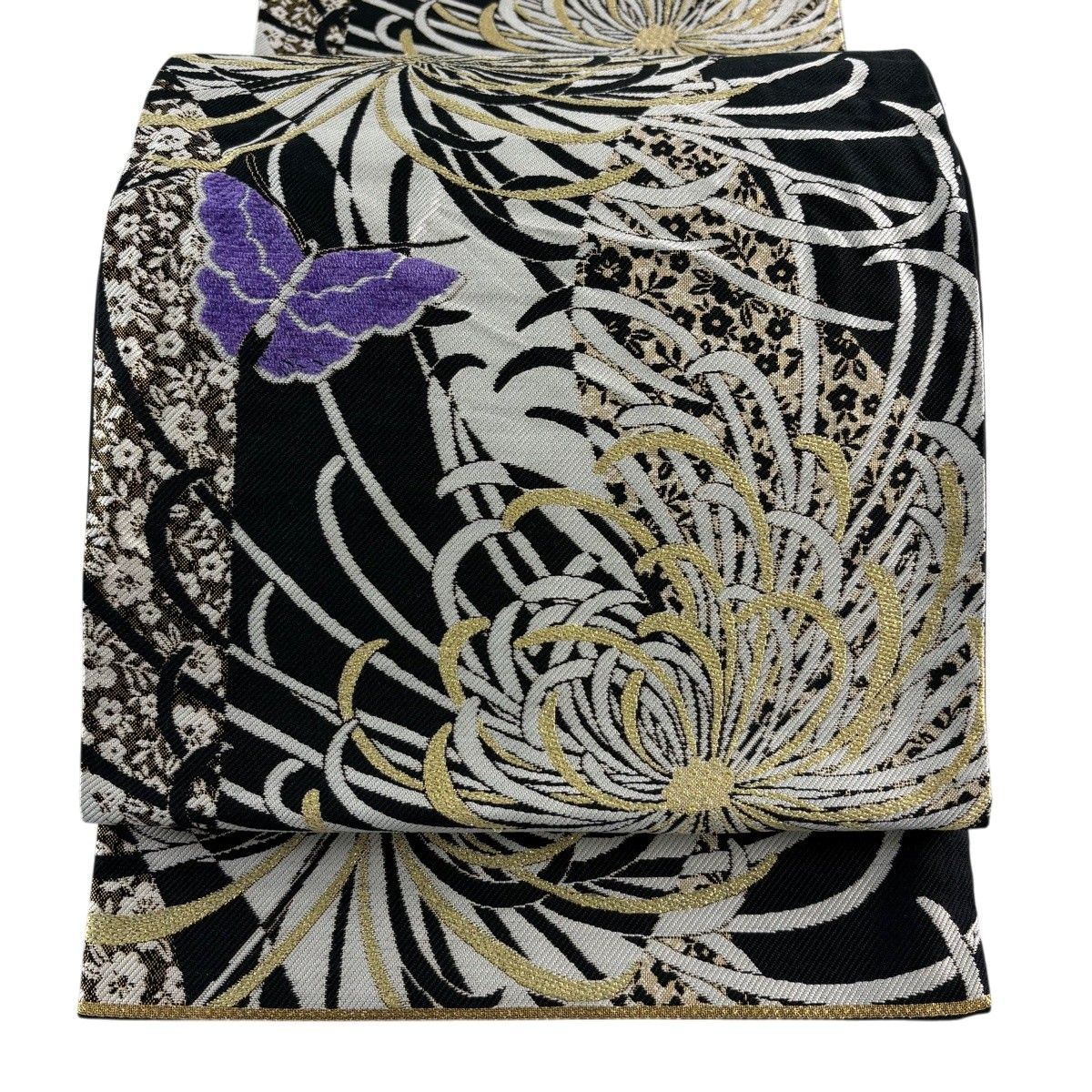 袋帯 秀品 蝶 乱菊 箔 黒 六通 正絹 【中古】 - メルカリ
