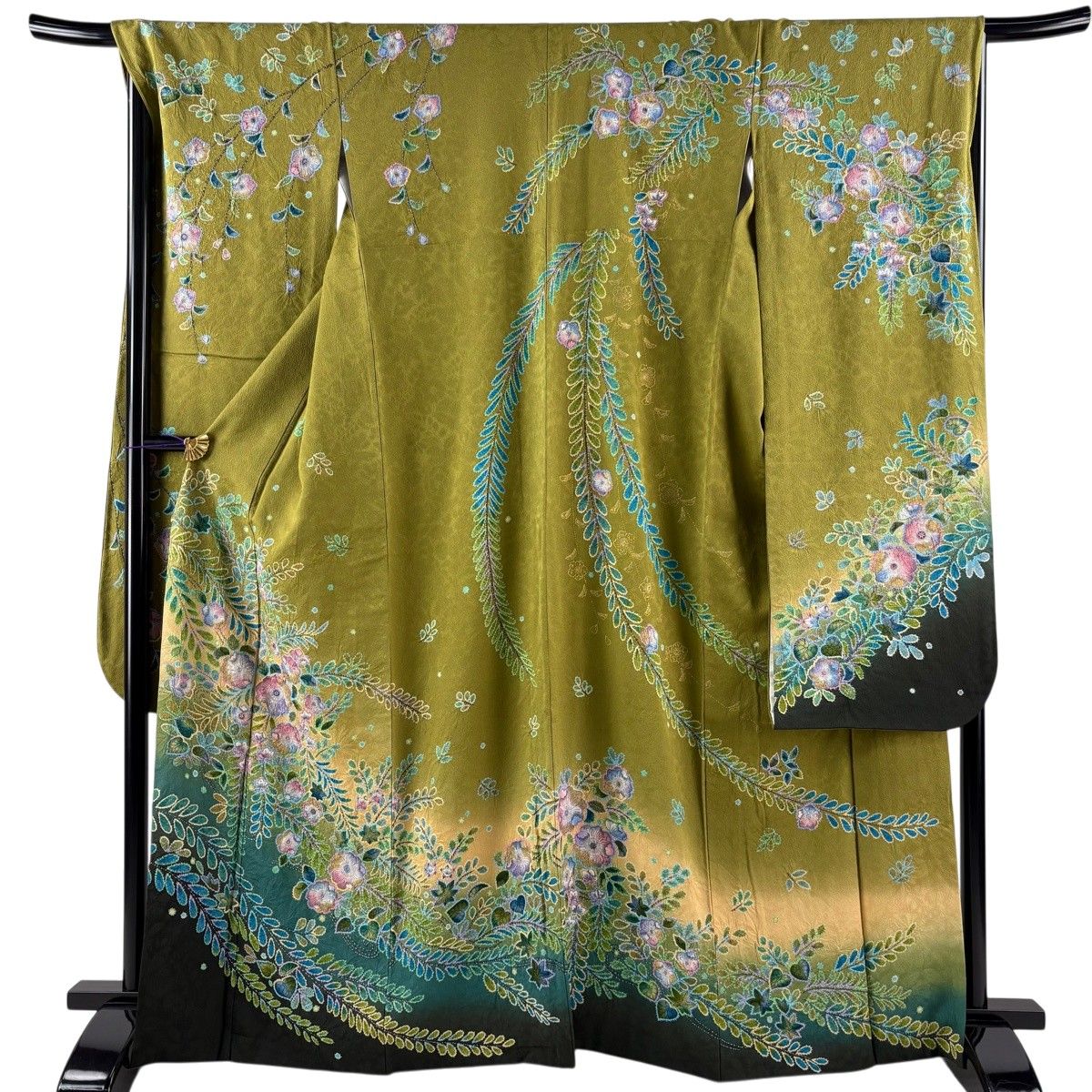 美品】 振袖 身丈165.5cm 裄丈68.5cm L 袷 やまと 辻が花 金彩 ぼかし 