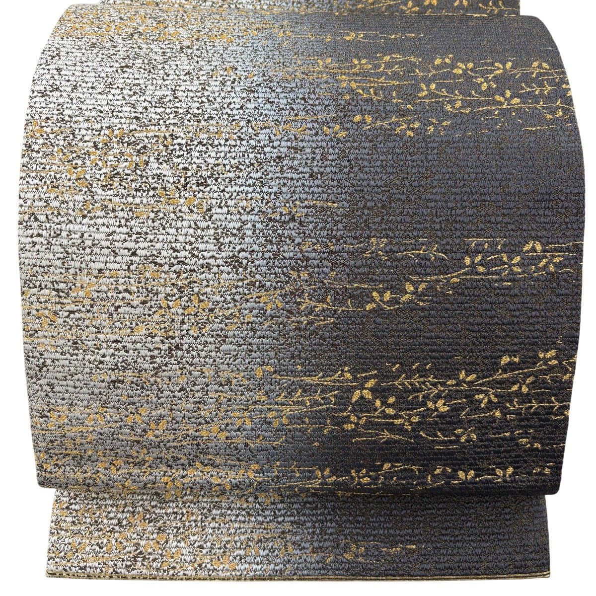 袋帯 秀品 本泥染袋帯 枝葉 金糸 箔 黒灰 六通 正絹 【中古】 - メルカリ
