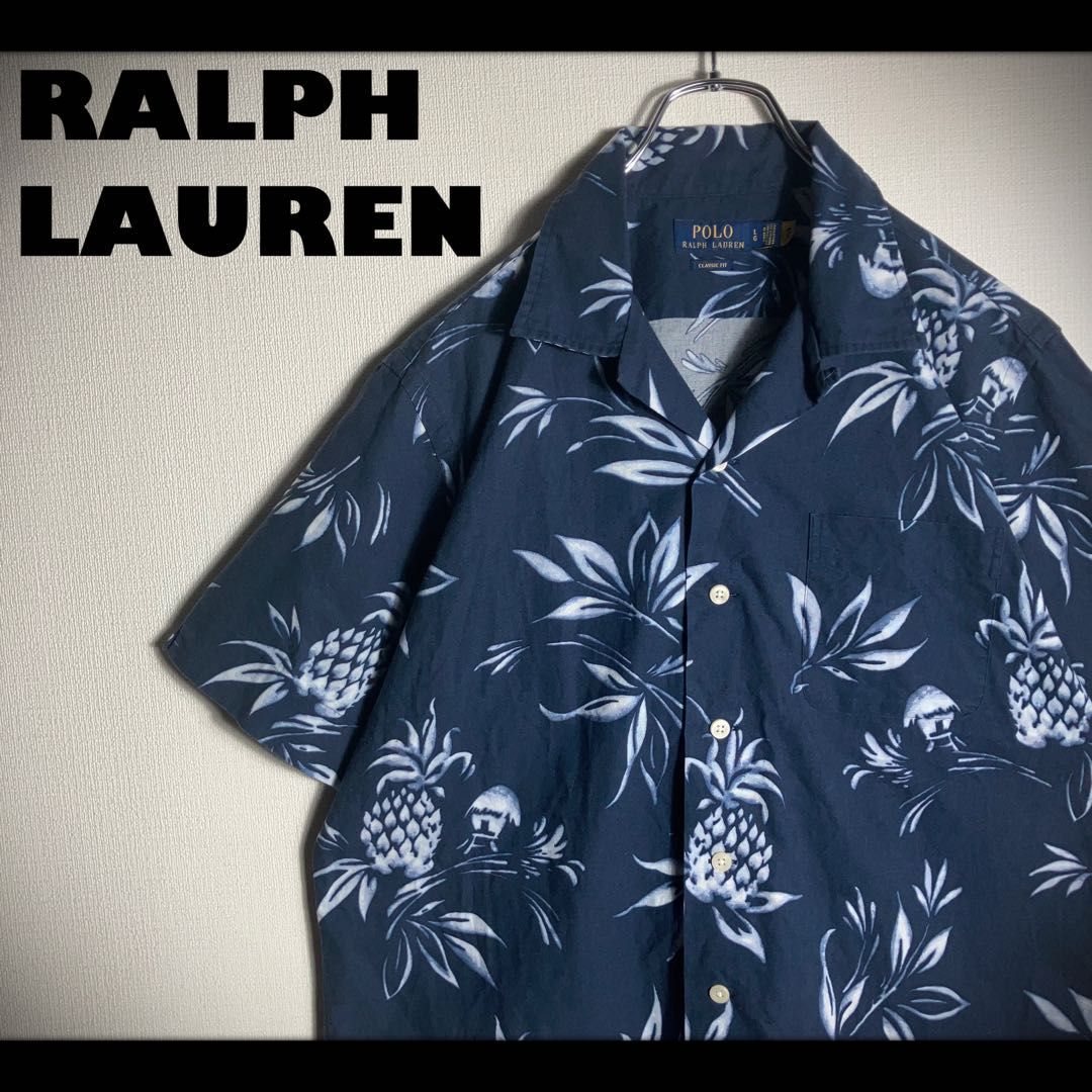 【美品】RALPHLAUREN アロハシャツ 半袖 刺繍 パイナップル 紺 L 美品】RALPHLAUREN アロハシャツ 半袖 刺繍 パイナップル 紺 L - メルカリ