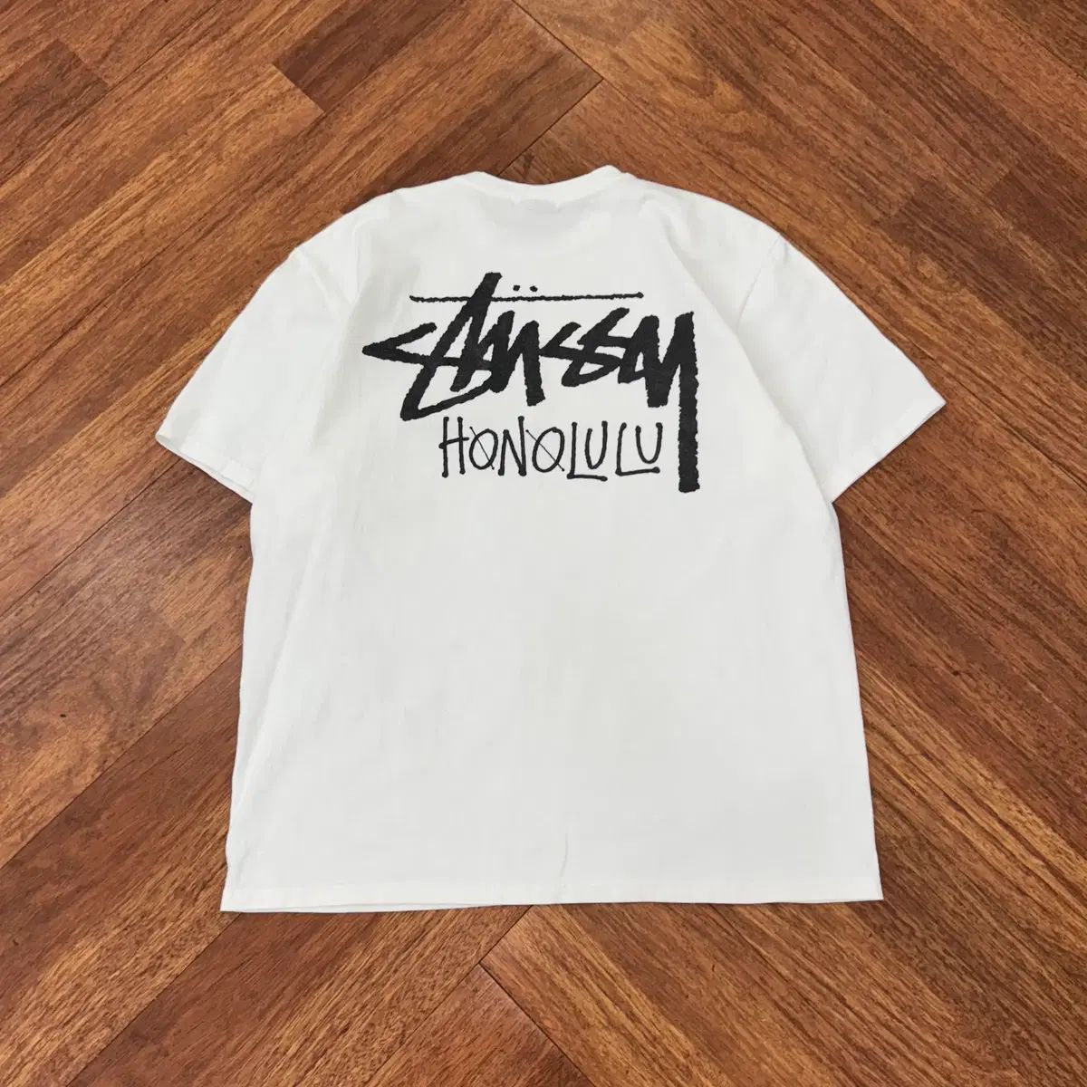 L STUSSY スチューシー ホノルル ビックロゴ 白 半袖 Tシャツ