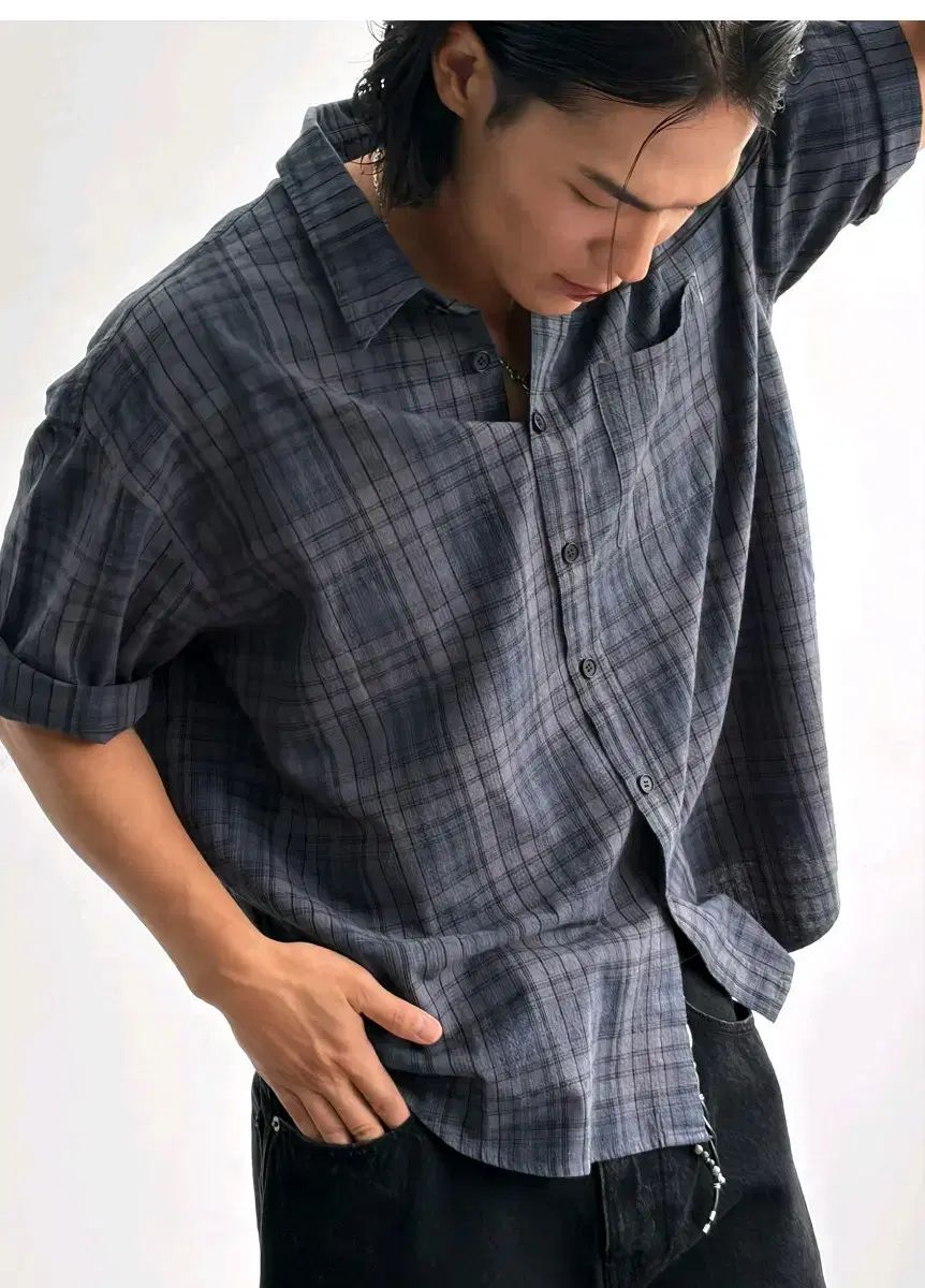 siiiido 26ss シャツ チェック柄 ブルー