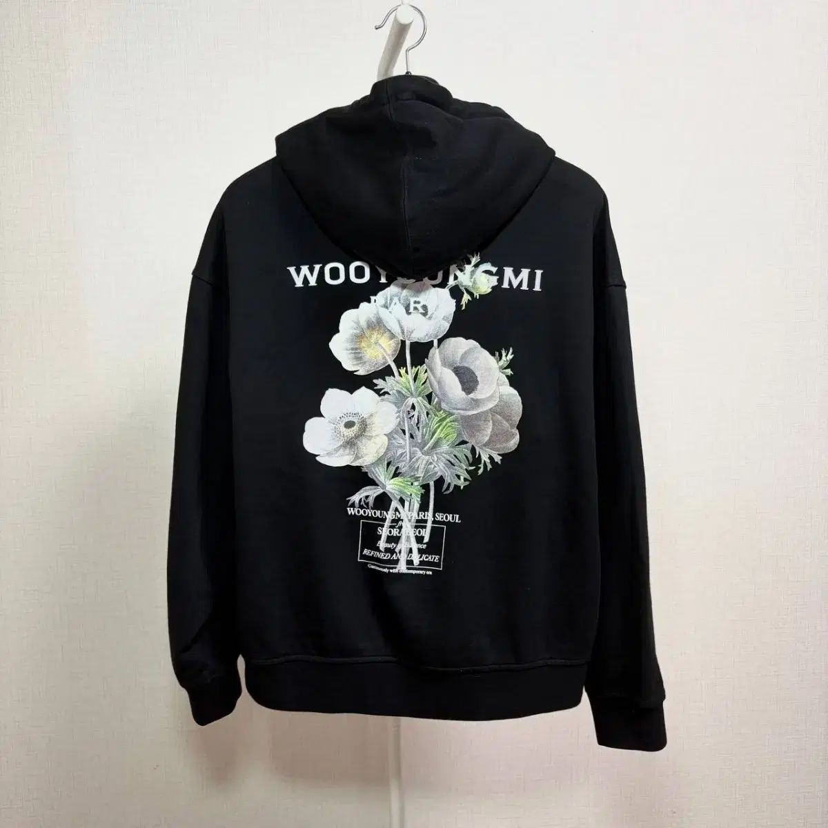 48/クリーム版 ウーヨンミ 23FW フラワー フードTシャツ