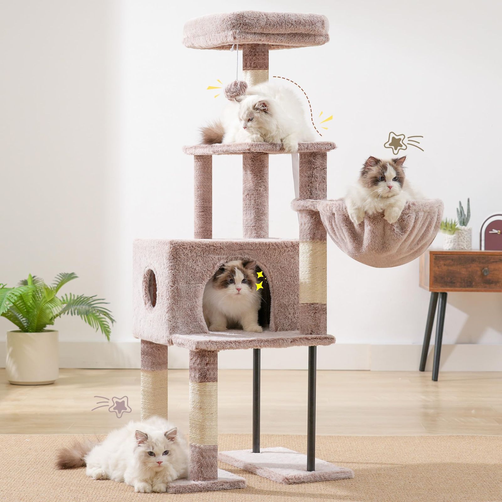 Heyblyキャットタワー 超スリム 高さ125cm 省スペース 猫タワー 高い