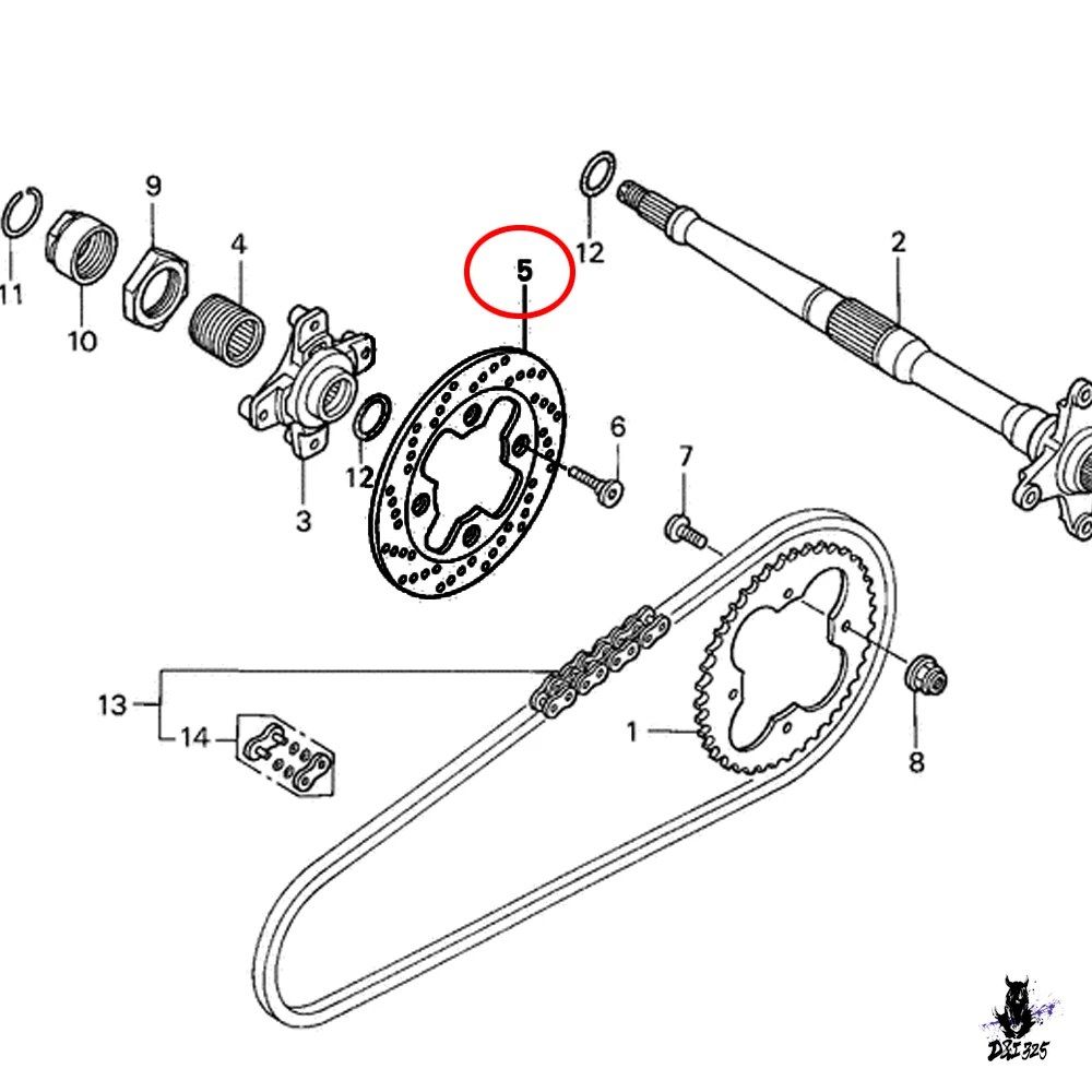 ATV リアブレーキディスク 220mm Suzuki LT-Z400 Kawasaki KSF400 Honda TRX400EX/X 19