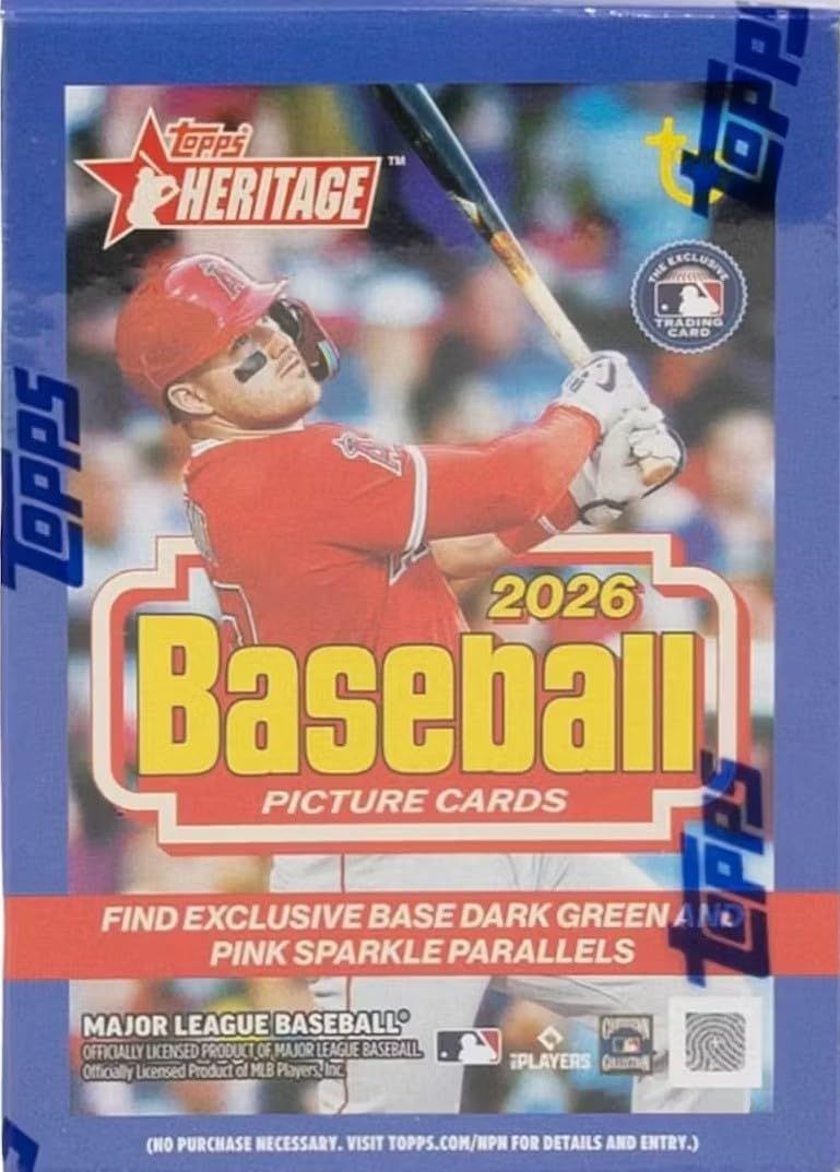 2026 Topps ヘリテージベースボールシリーズ 64枚 カードバリューボックス ブラスター限定ダークグリーンとピンクのスパークルパラレルカードと遺物やサインのチャンス。