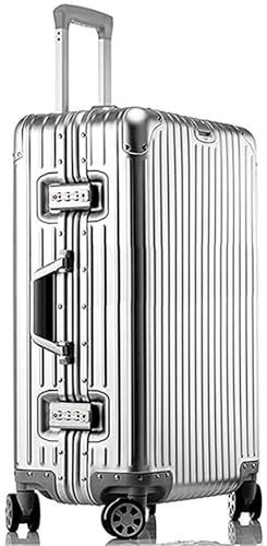 [lanbao] スーツケース オールアルミ合金 キャリーケース アルミニウムボディ 四角 TSAロック搭載 360度回転 静音ダブルキャスター 機内持込 軽量大容量 耐衝撃 海外旅行 出張 1801 (シルバー, Sサイズ/1-3泊/45L 345959f5