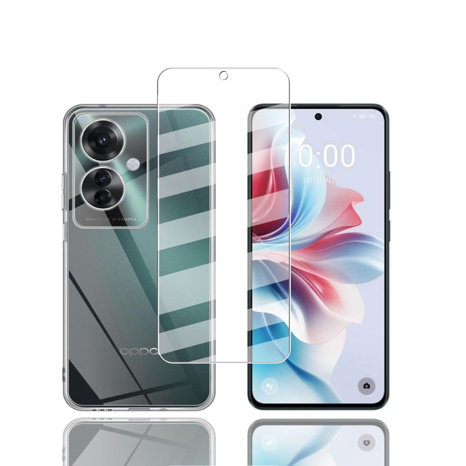 新品 【1+1セット】対応 OPPO Reno11 A 用の ガラスフィルム+ケース
