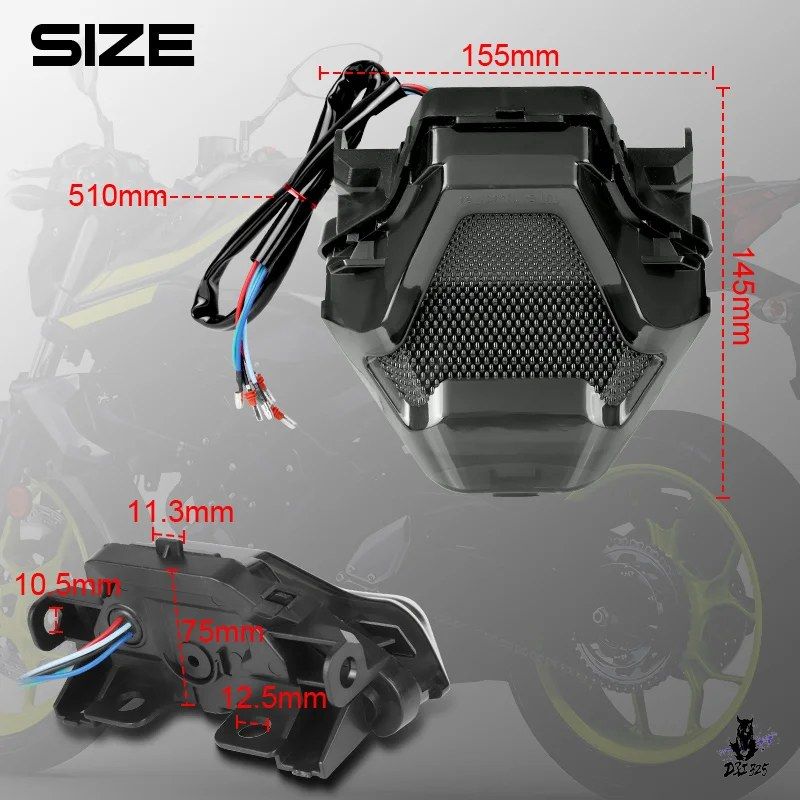 ヤマハ MT07/FZ07/R3/R25/MT03/MT25 LED統合テールライト ブレーキ/ウインカー付き