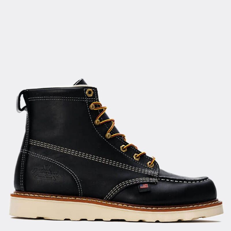 ソログッド メンズ シューズ ブーツ・レインブーツ Thorogood Mens American Heritage 6 Inch Black Moc Toe Maxwear Wedge Black