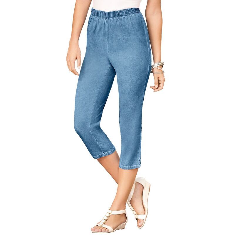 ロアマンズ レディース ボトムス カジュアルパンツ プラスサイズ トール キャップ Roamans Womens Plusize Tall Comfort Stretch Capri Jean Lig