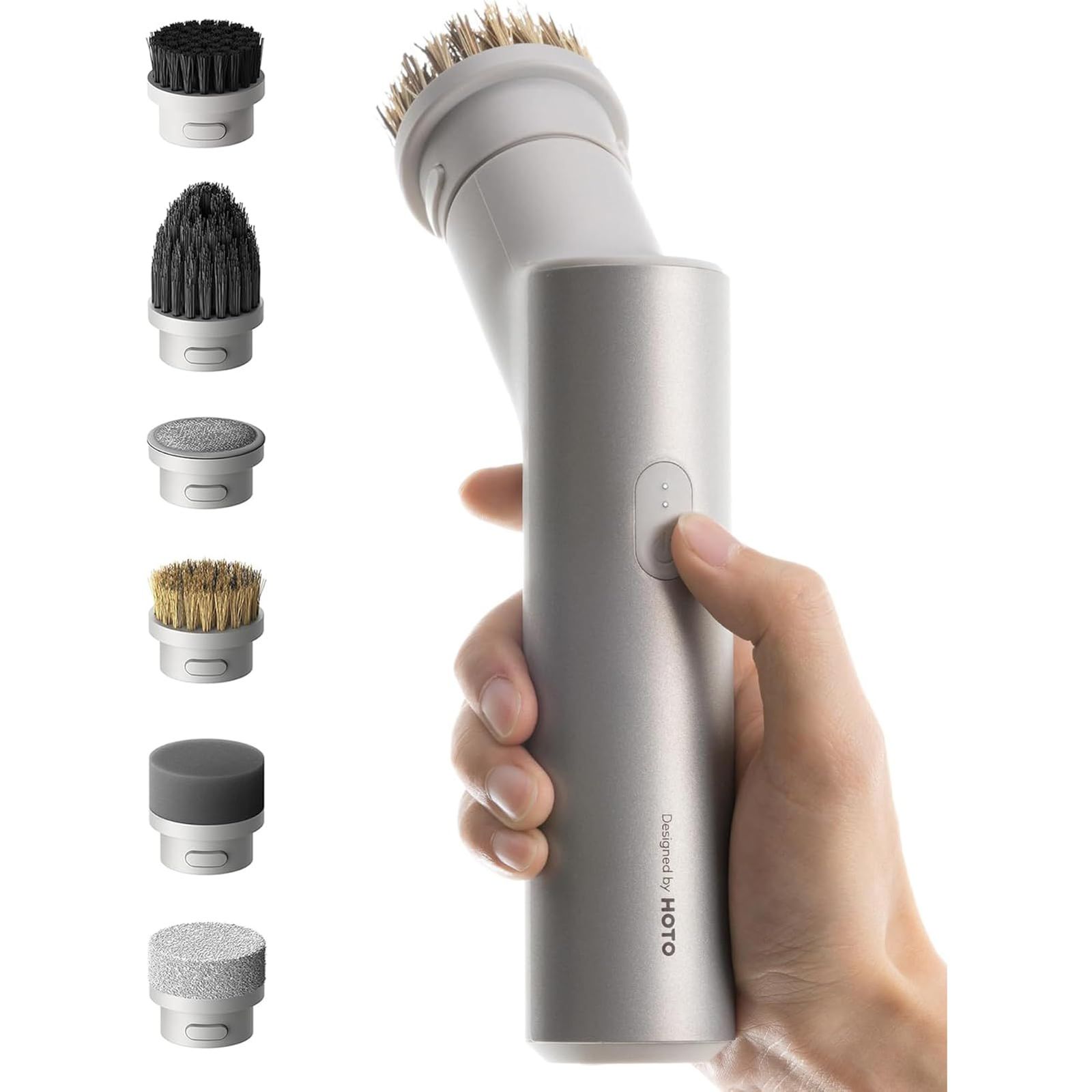 HOTO 電動キッチンスクラバー 電動 掃除ブラシ コードレス IPX7防水 6種類替えブラシヘッド 低騒音 Type-C充電 4000mAh大容量バッテリー 軽量 コンパクト 掃除用具 キッチン掃除 お風呂掃除 電動ブラシ