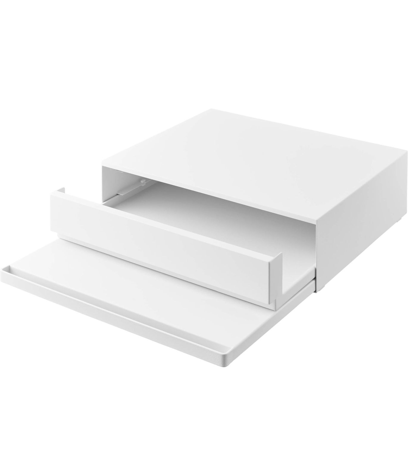 山崎実業(Yamazaki) 【 完成品 ストッパーのみ要取付 】 ツーウェイ キッチン 家電下引き出し ＆ スライドテーブル ホワイト 約W45×D39.3～64×H13.5cm タワー tower スライド棚付き 小物収納 ちょい置きできる 作業スペース