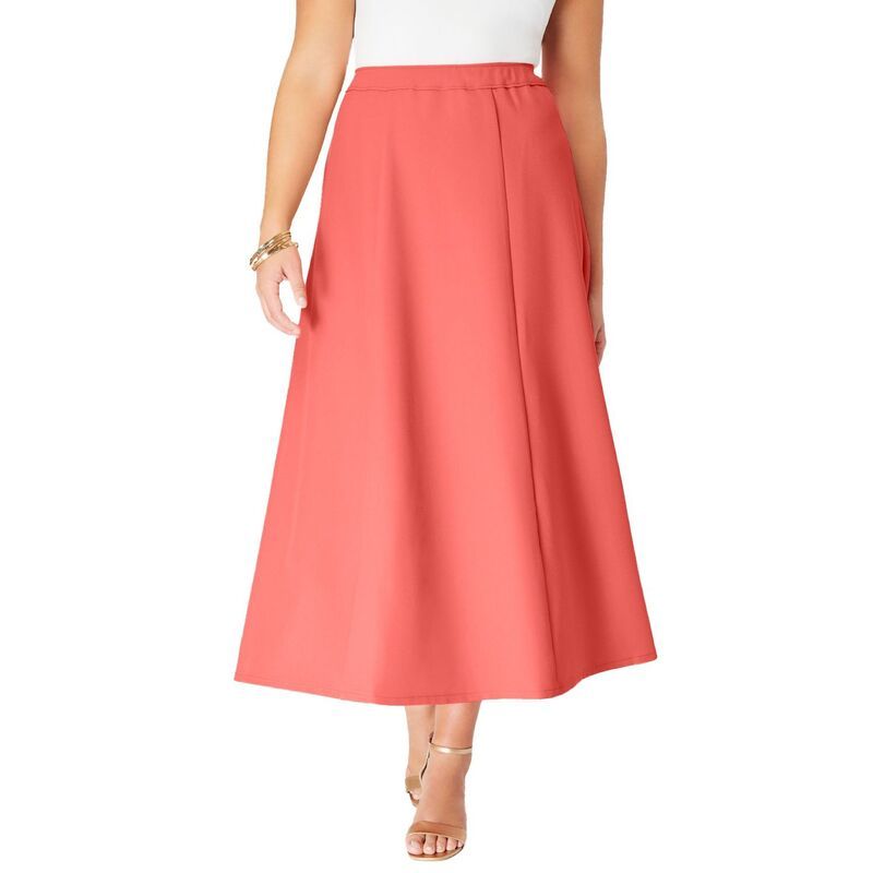 ロアマンズ レディース ボトムスカート A ライン プラスサイズ Roamans Womens Plusize Bend Over A Line Skirt Sunset Coral コーラル