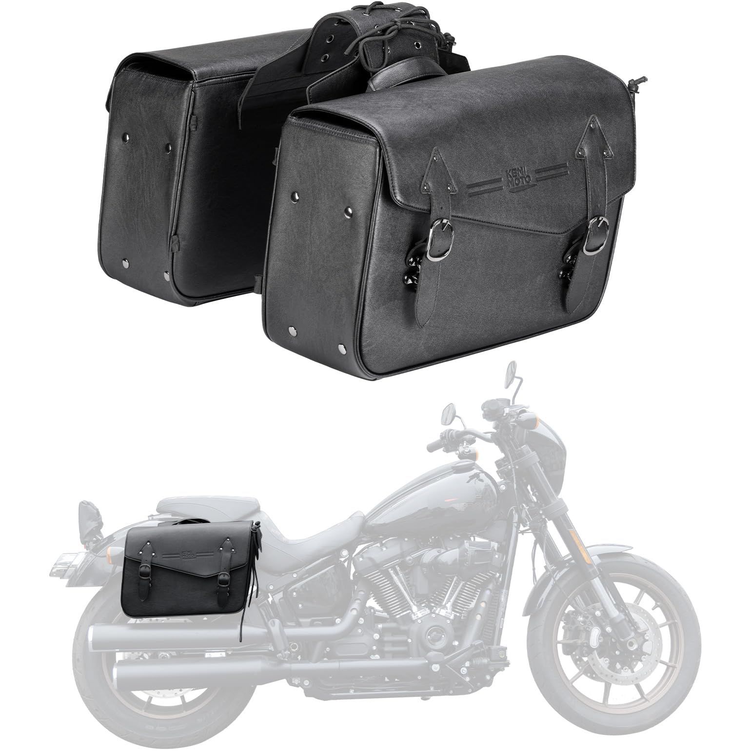 新品 KEMIMOTO バイク サイドバッグ バイク バッグ 35L 大容量 汎用 防水 左右セット 持ち運び便利 飛び出し防止 オートバイ ブラック 適格請求書発行可 KM5406