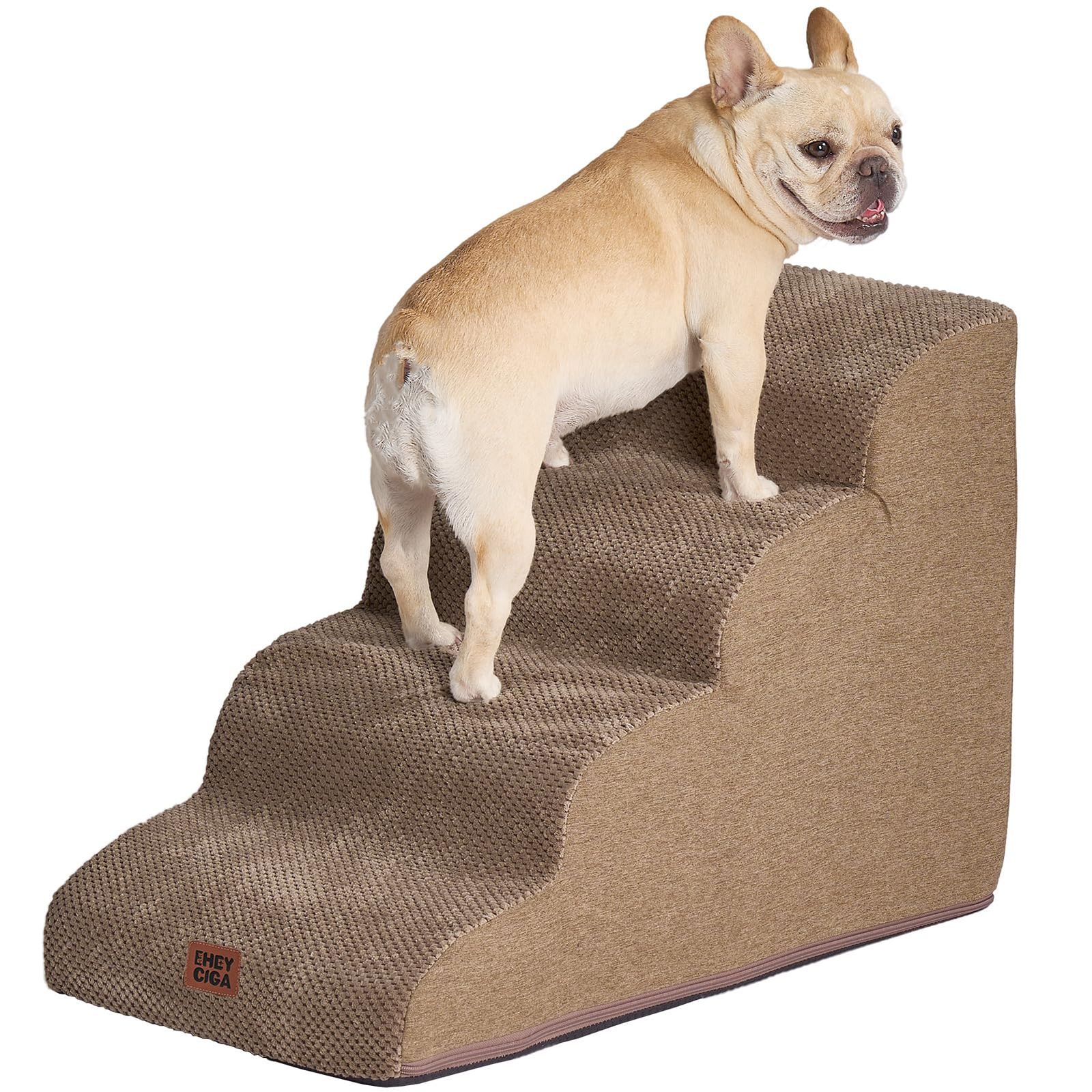 新品 EHEYCIGA 犬 階段 ステップ ペット階段 ドッグステップ 犬 スロープ 高密度 滑り止め付き 安定性 カバー取り外し可能 洗える 小型犬適用（カーキ、40x75x50cm、4段）