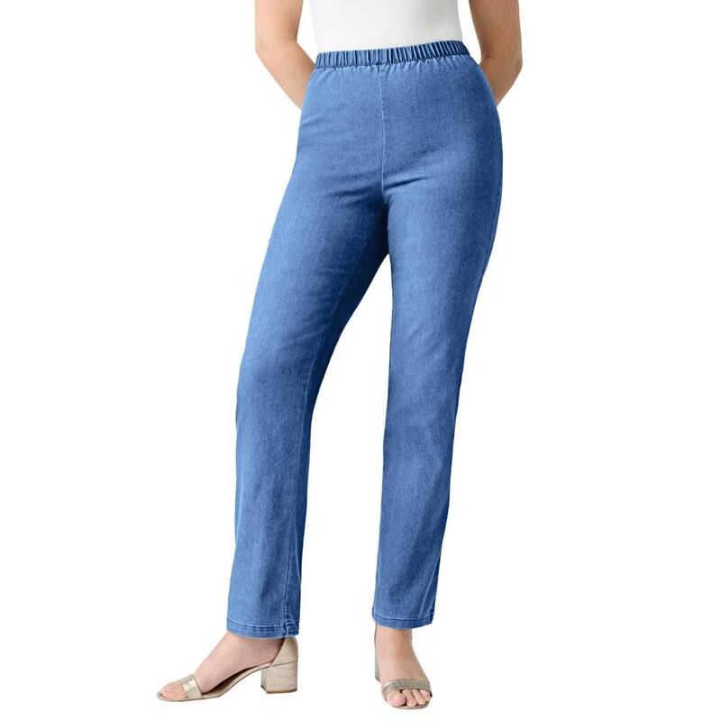 ロアマンズ レディース ボトムス デニムパンツ ストレート プラスサイズ Roamans Womens Plusize Comfort Stretch Straight Leg Jean Light