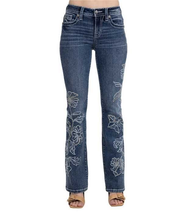 ミスミー レディース ボトムス デニムパンツ ブーツカット フラワー柄 ブーツ ジーンズ フラワー Miss Me Mid Rise Floral Embellished Bootcut Jeans