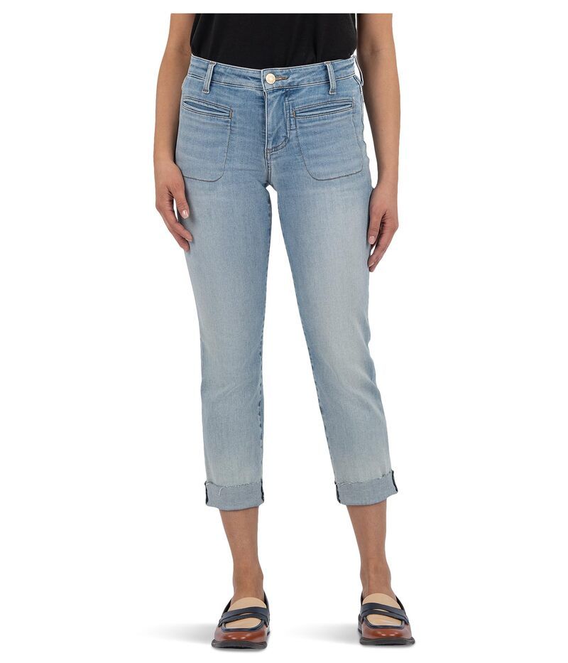 カットフロムザクロス レディース ボトムス デニムパンツ KUT from the Kloth Amy Crop Straigh Leg Roll Up Valor
