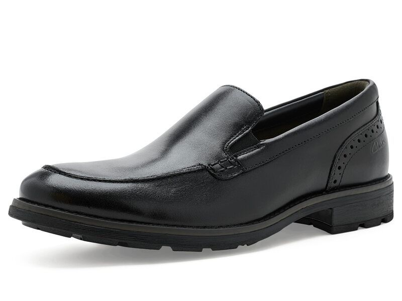 クラークス メンズ シューズ スリッポン・ローファー Clarks Emmet Step Black Smooth Le ブラック