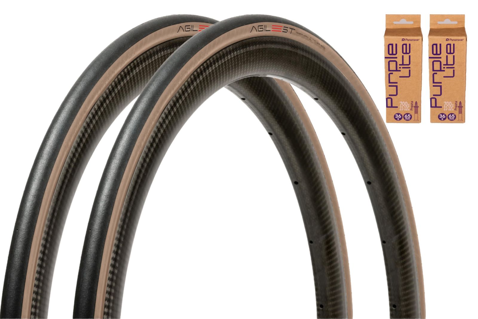 新品 [セット] パナレーサー(Panaracer) アジリスト 2本セット 700×30C 黒/アンバー + パープルライト 超軽量TPUチューブ