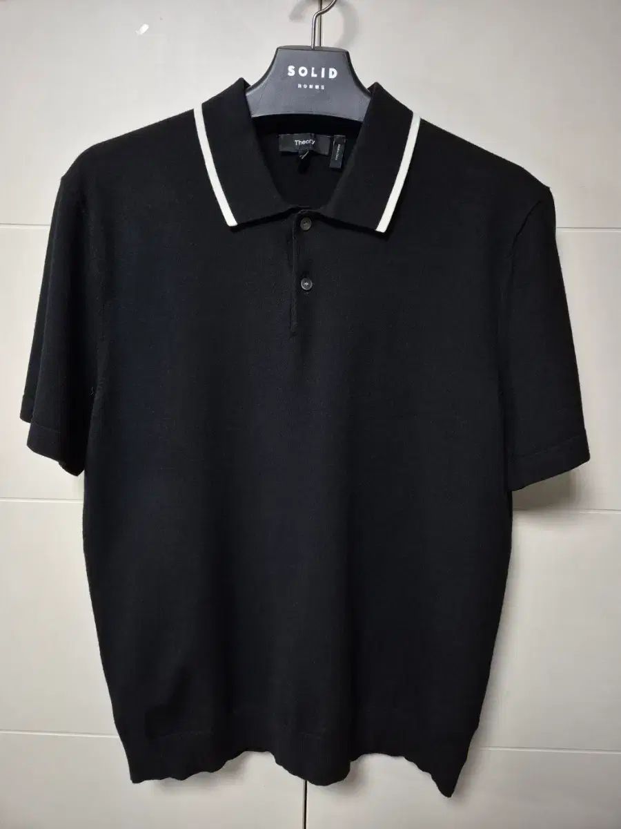 (M) セオリー ホルダー ブラック ニット ポロTシャツ