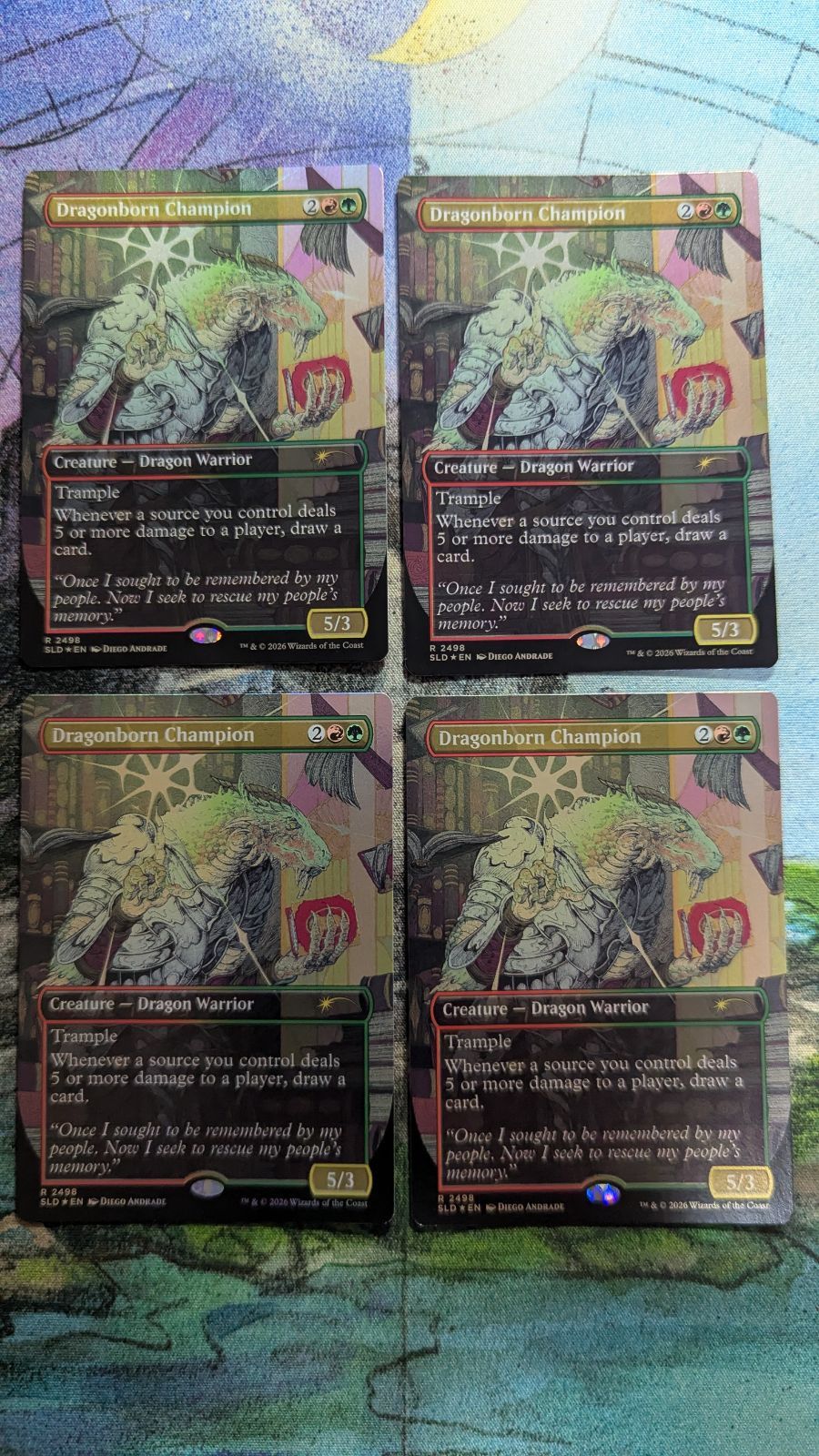 MTG　シークレットレイヤー　ドラゴンボーンの勇者　ボーダーレス　英語foil4枚　まとめ売り