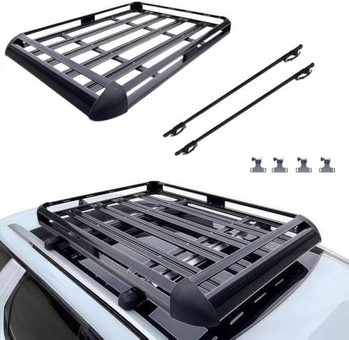 ルーフラック ルーフキャリア アルミ製 汎用型 幅100cm 150kg耐荷重 高耐久 耐腐食性と耐錆性 軽量 簡単設置 キャンプ・露営・旅行などアウトドアに最適 日本語説明書付き(黒い,140×100×12.8cm)★m 9f2c448c