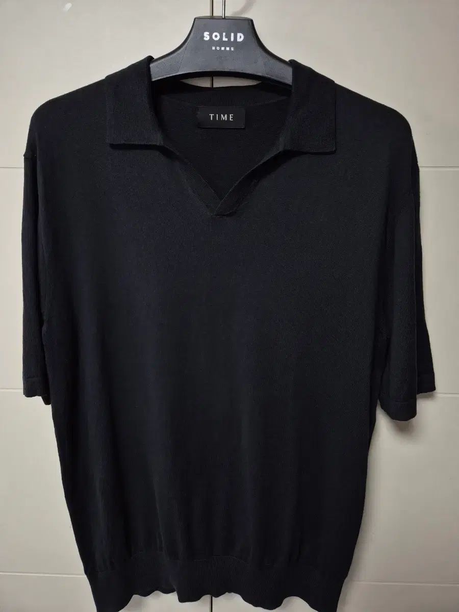TIME HOMME ブラック シルク ポロTシャツ
