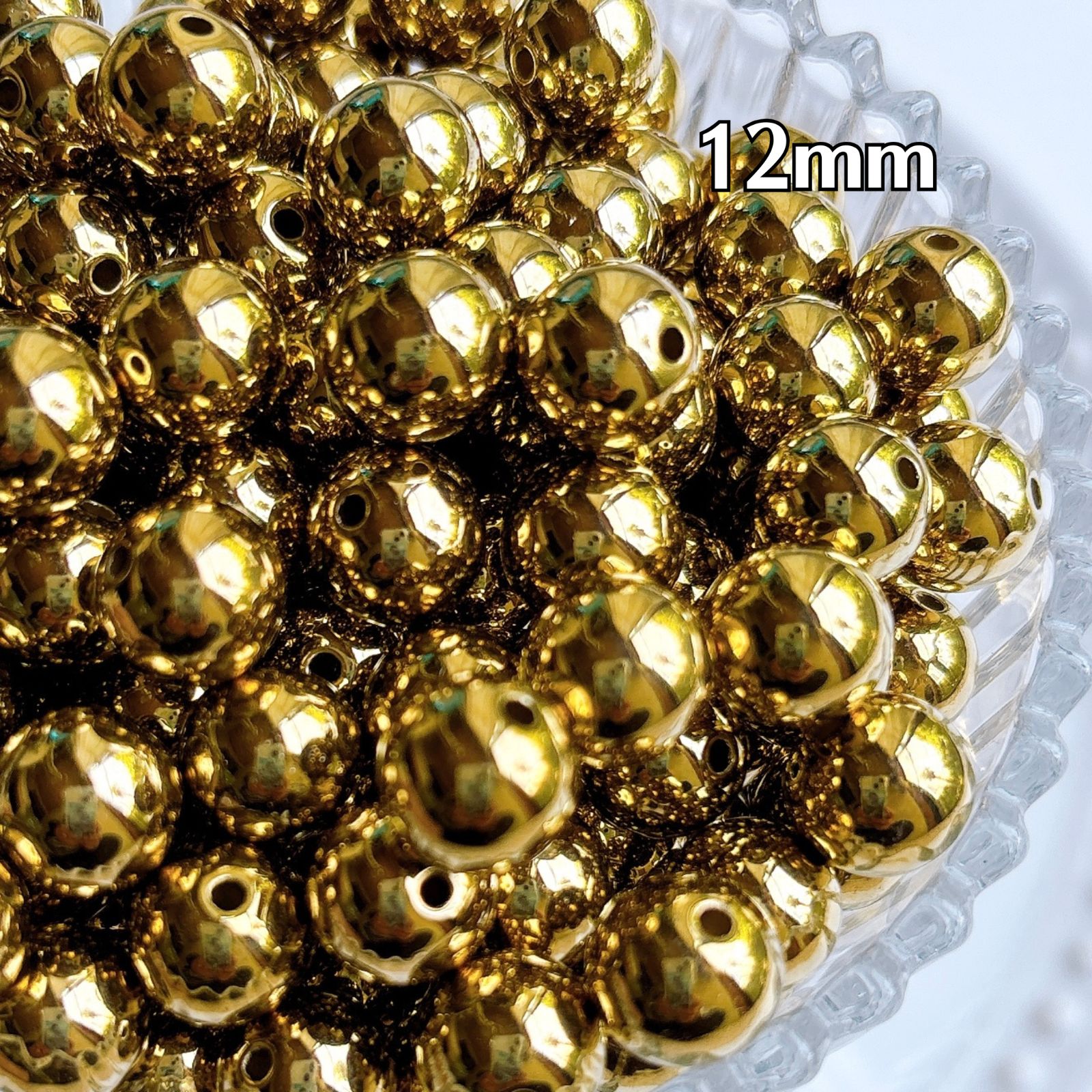 45個] CCBプラスチック 丸玉ビーズ 12mm ゴールド 貫通穴 - メルカリ