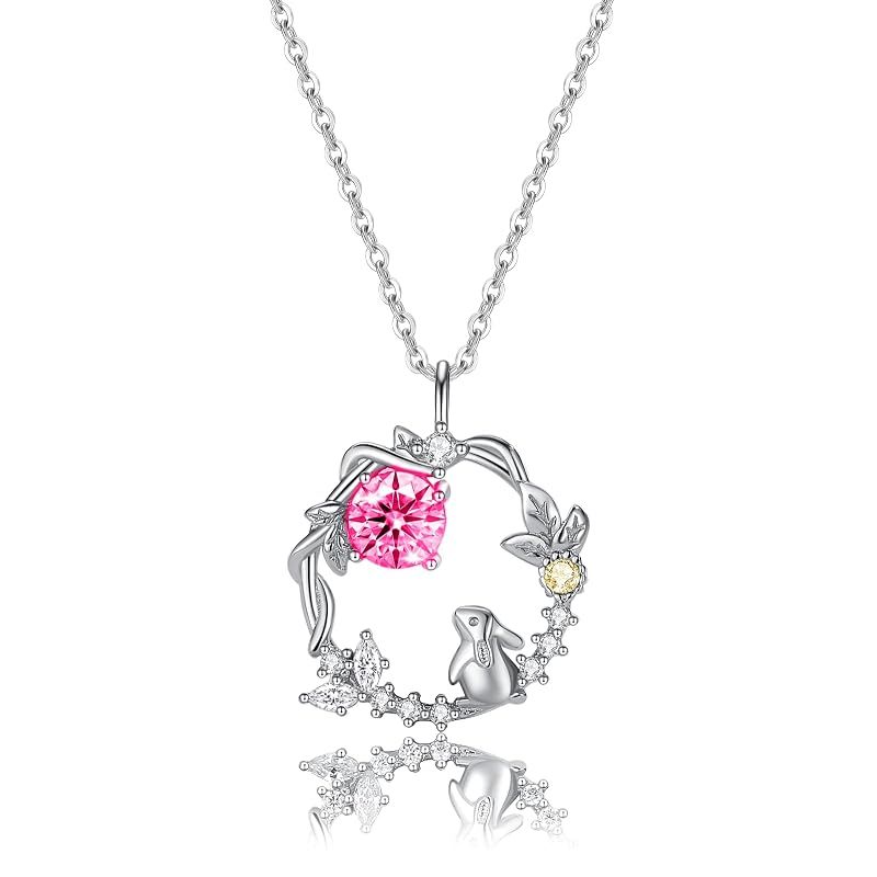 [シルバーサンダー] ネックレス レディース 人気 誕生石 7月 ルビー うさぎ フープ Silver925 金属アレルギー対応 可愛い アクセサリー 誕生日 プレゼント 女性