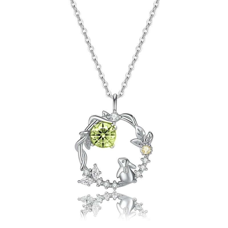 [シルバーサンダー] ネックレス レディース 人気 誕生石 8月 ペリドット うさぎ フープ Silver925 金属アレルギー対応 可愛い アクセサリー 誕生日 プレゼント 女性