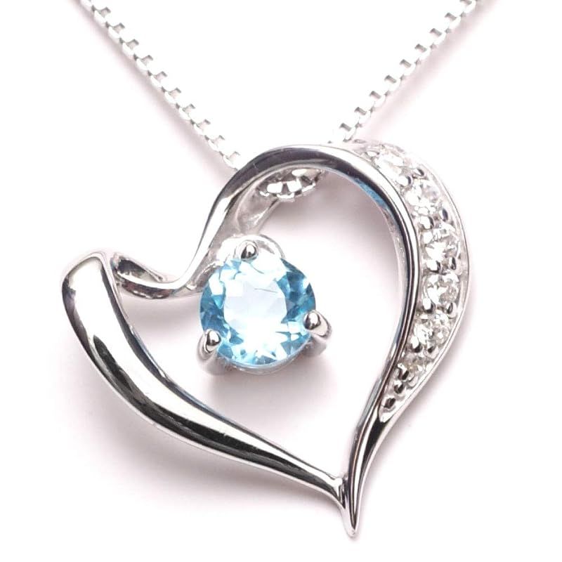 [A.UN jewelry] 誕生石 ハートネックレス レディース スイスブルートパーズ ネックレス 誕生石 11月 プレゼント 人気 ブランド ニッケルフリー ペンダント 誕生日 女性