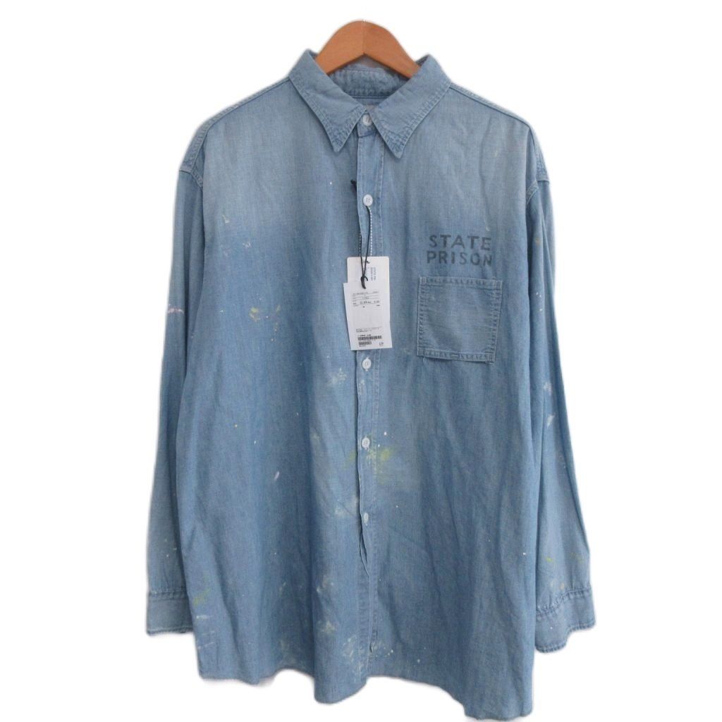 バウワウ BOWWOW STATE PRISON CHAMBRAY SHIRT シャンブレーシャツ インディゴ エイジング L BW251-SPCS