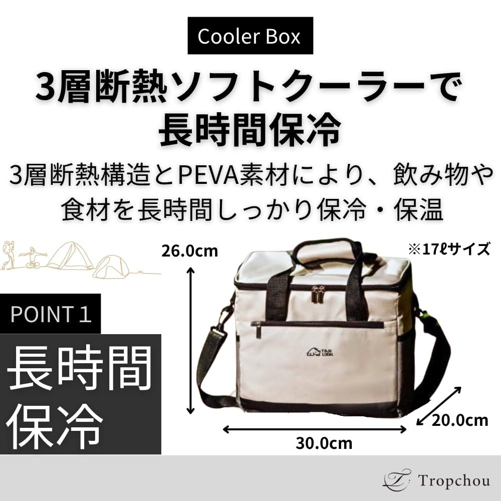 Tropchou 保冷バッグ クーラーボックス 3層断熱 保温 折り畳み収納