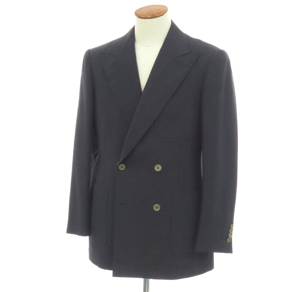 【中古】ベルベスト Belvest リネンモヘヤ ダブル4B テーラードジャケット ネイビー【サイズ46】【メンズ】