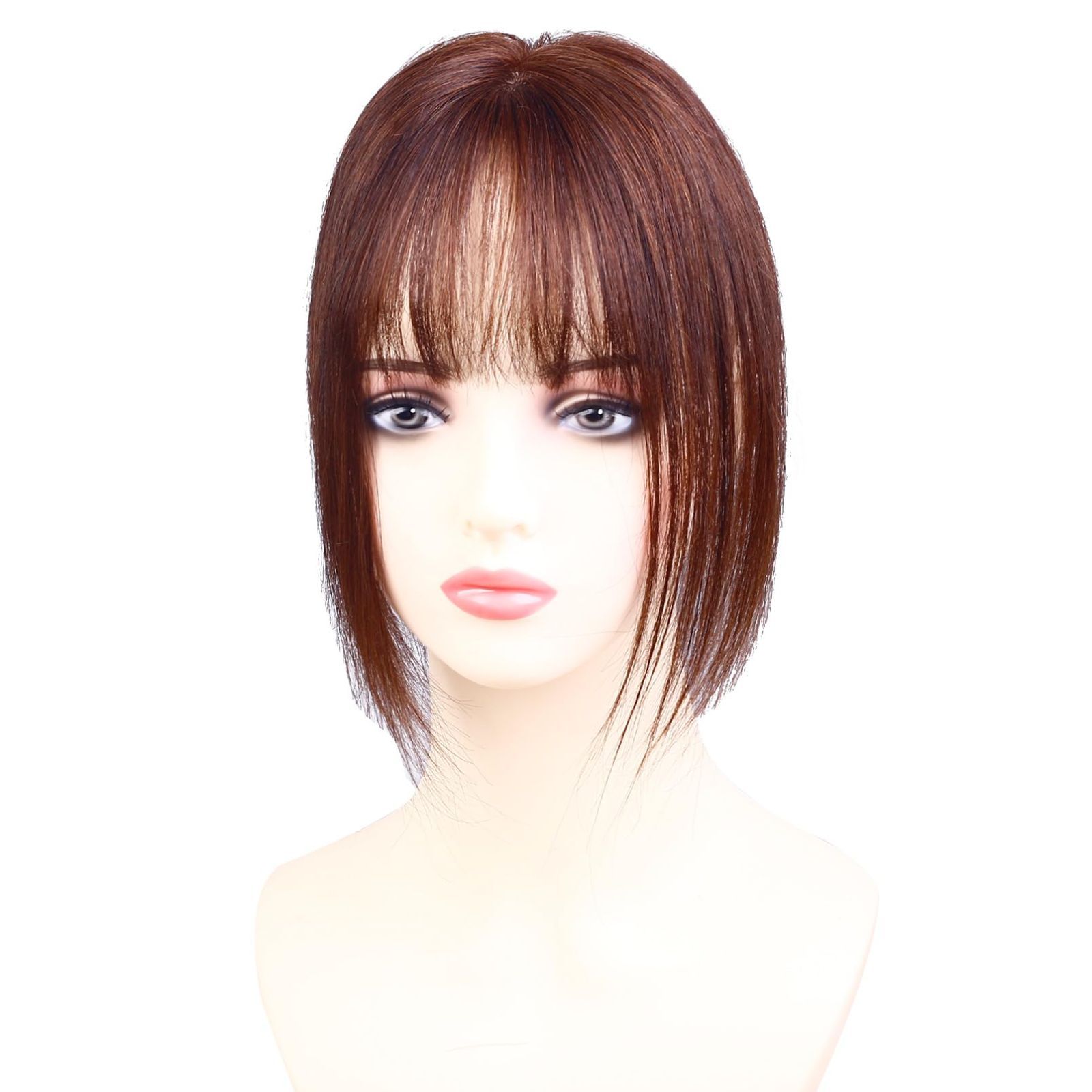 【人気商品】バージンヘア 分け目 人工頭皮 自然 頭頂部ウィッグ リアル レディース ヘアピース 100%レミーヘア ポイントウィッグ 総手植え 薄毛 白髪隠し 人毛 増毛 小顔効果 部分ウィッグ ネットサイズ7×10cm (栗色 YOYO 25cm)
