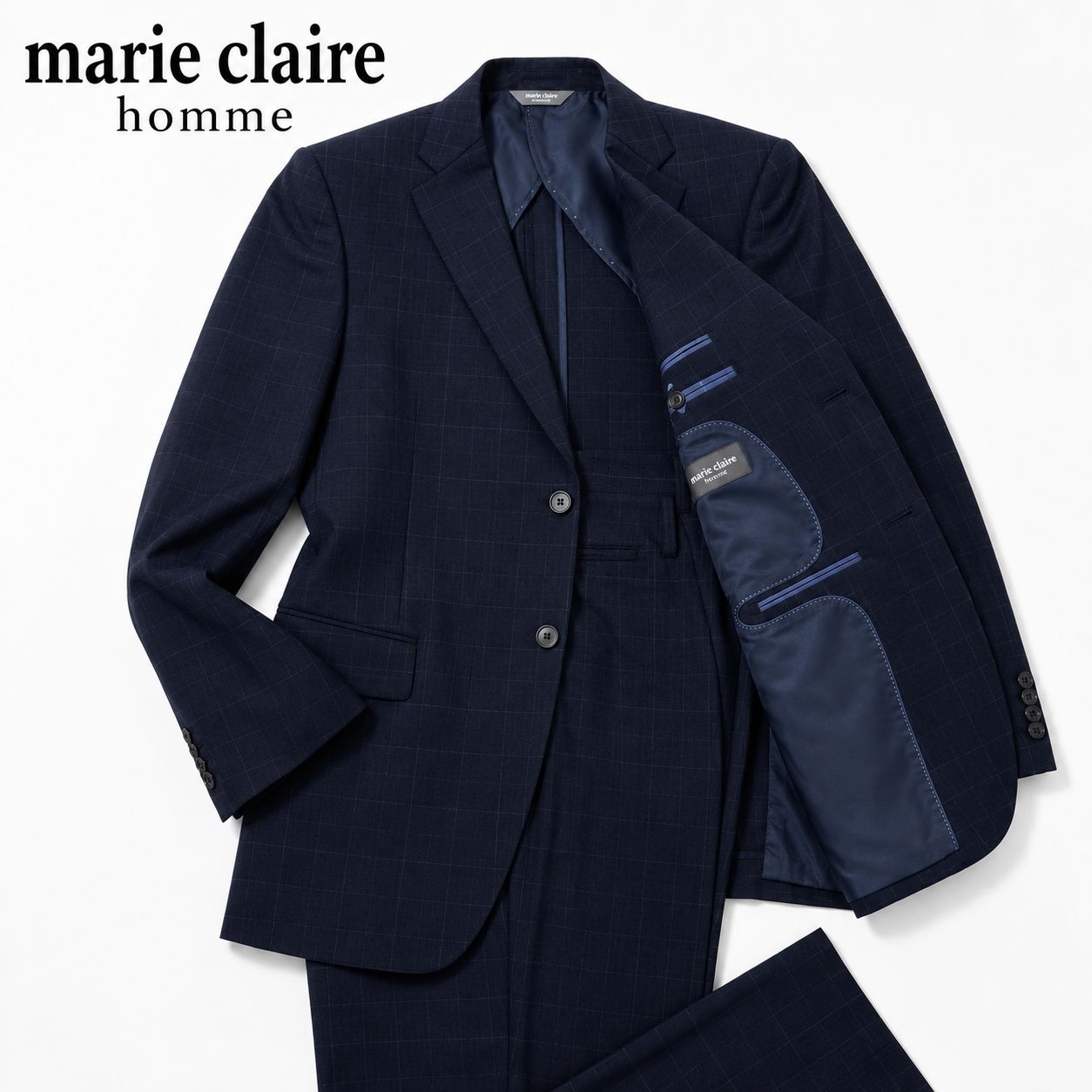 新品 Marie Claire homme スーツ ネイビー セットアップ M marie claire homme マリクレールオム メンズ スーツ セットアップ BB5