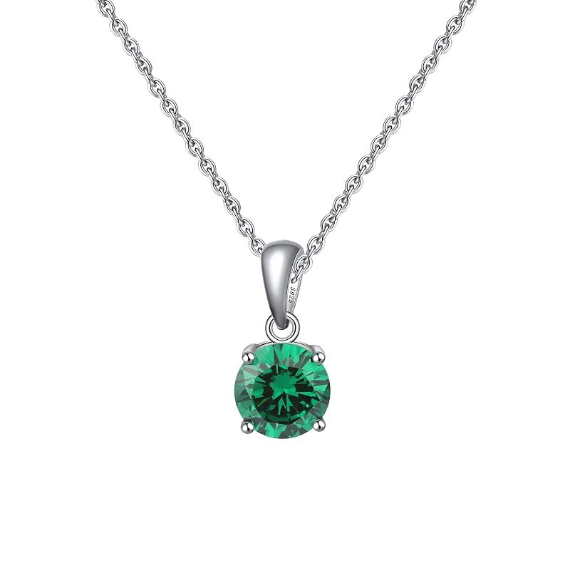 Bellitia Jewelry 誕生石 ネックレス 可愛い シンプルな宝石 ペンダント エメラルド 5月 シルバー925 レディース 45cm