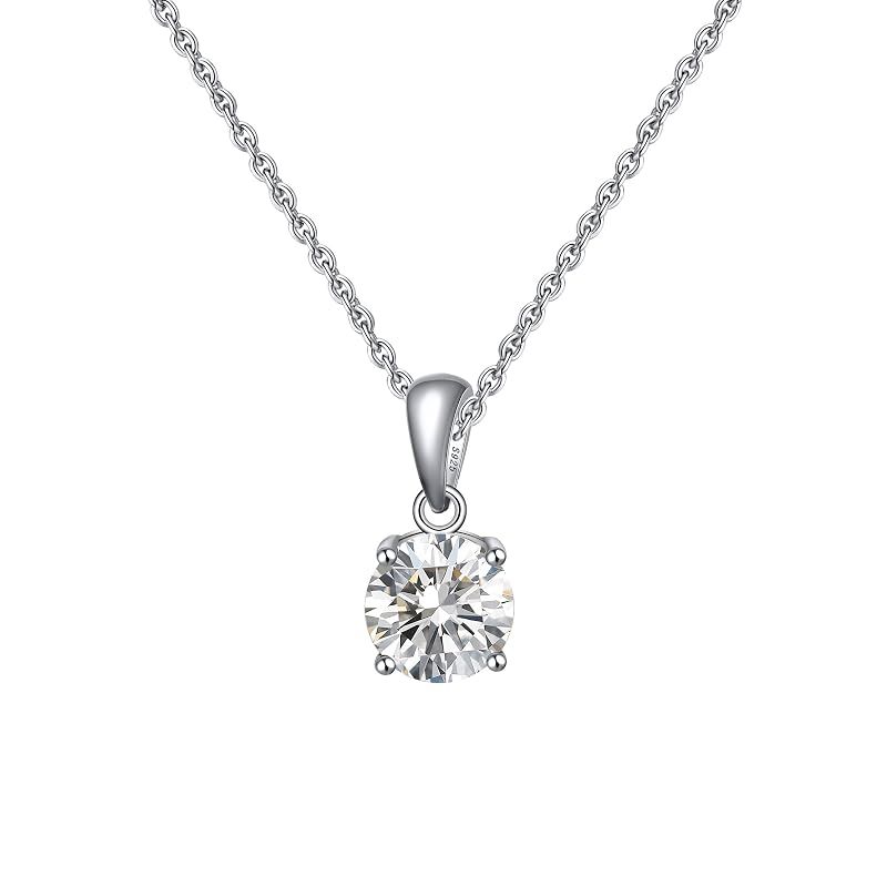 Bellitia Jewelry 誕生石 ネックレス 可愛い シンプルな宝石 キュービックジルコニア CZダイヤ ペンダント ホワイト 4月 シルバー925 レディース 45cm