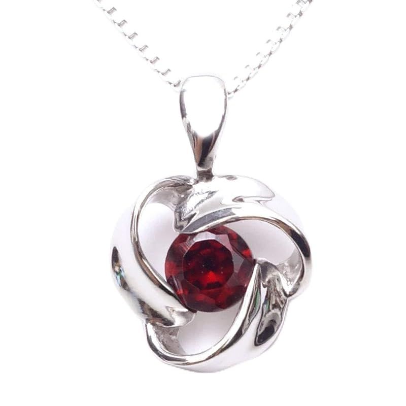 [A.UN jewelry] 誕生石 エタニティーローズ レディース ネックレス (ガーネット)