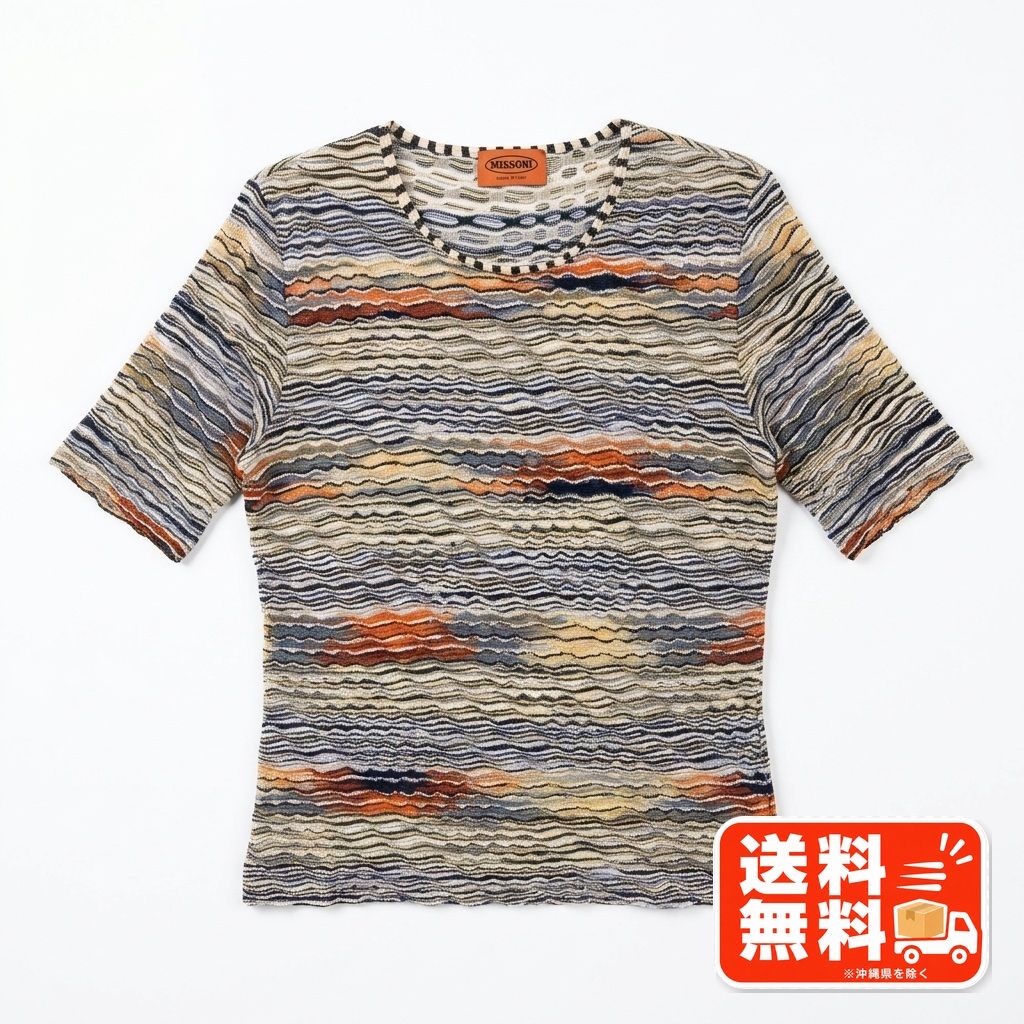MISSONI ミッソーニ 波柄 半袖 トップス イタリア製 マルチカラー Oilily風