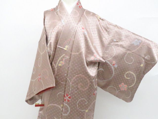 一輝堂】小紋 絞り 未使用品 しつけ付 着物 正絹 身丈約164cm 裄丈約
