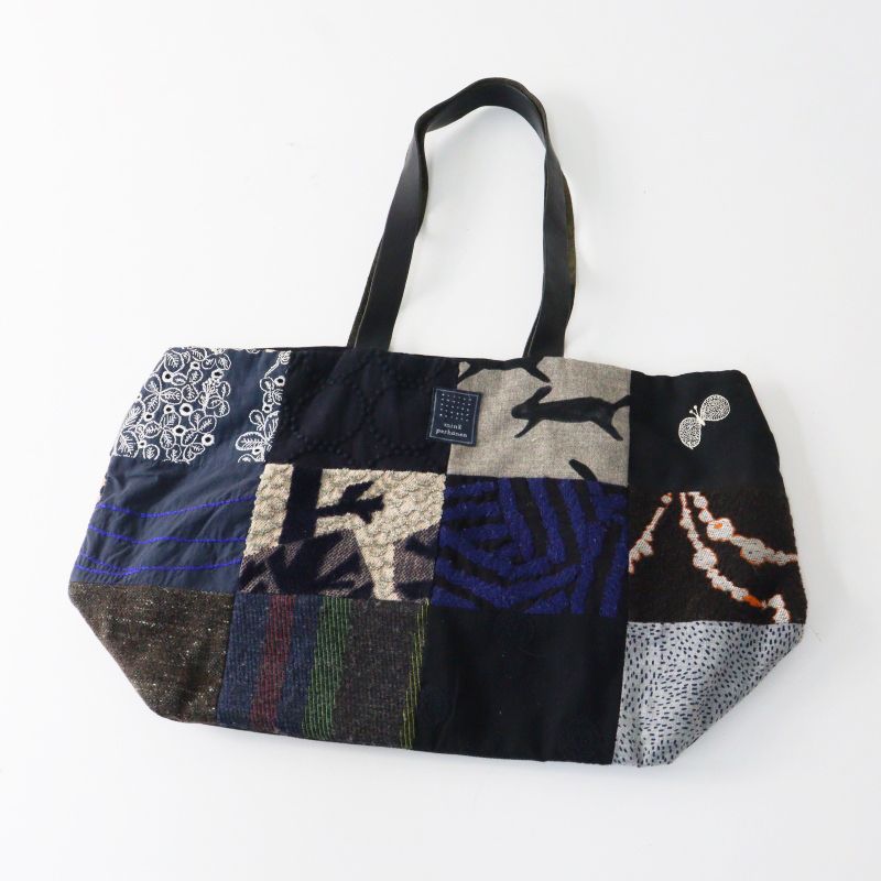 ミナペルホネン mina perhonen piece bag＼ブラック系 ピースバッグ トートバッグ 刺繍 tambourine run run run 【2400015019680】