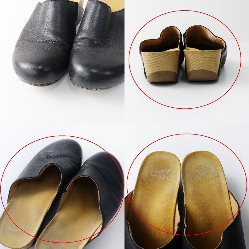 dansko ダンスコ レザーサボサンダル 36/23-23.5cm ブラック┃黒 つっ